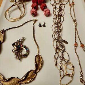 Elegant Gold Tone and Pink Jewelry Lot
